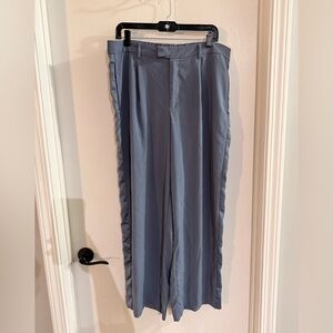 A New Day Women’s Size 14 Blue Straight Leg Pleated Trousers with Silk Stripe